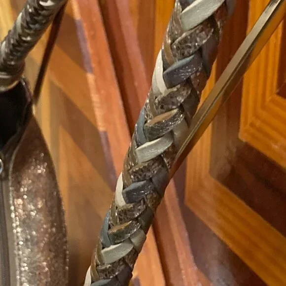 Brighton Shoulder Bag Metallic Gold Copper Hobo Braided Strap Handbag Heart - Picture 4 of 14